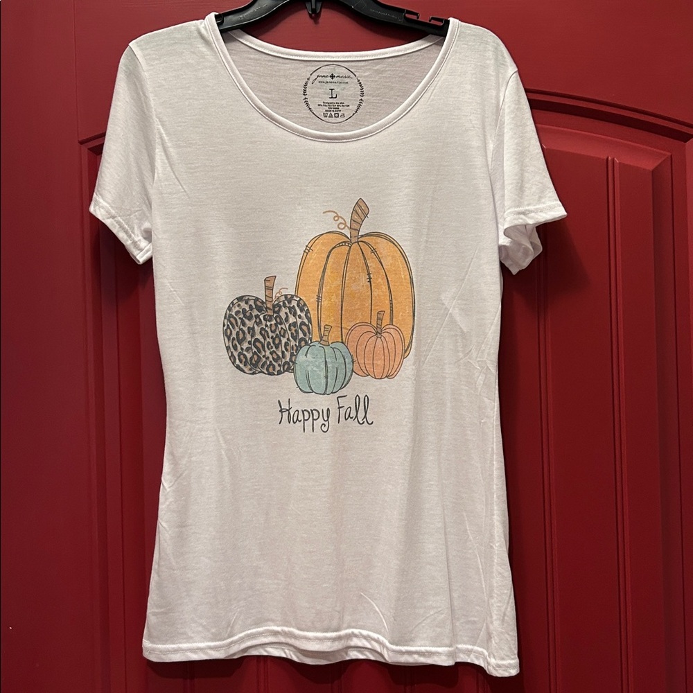 Jane Marie White Happy Fall T-Shirt